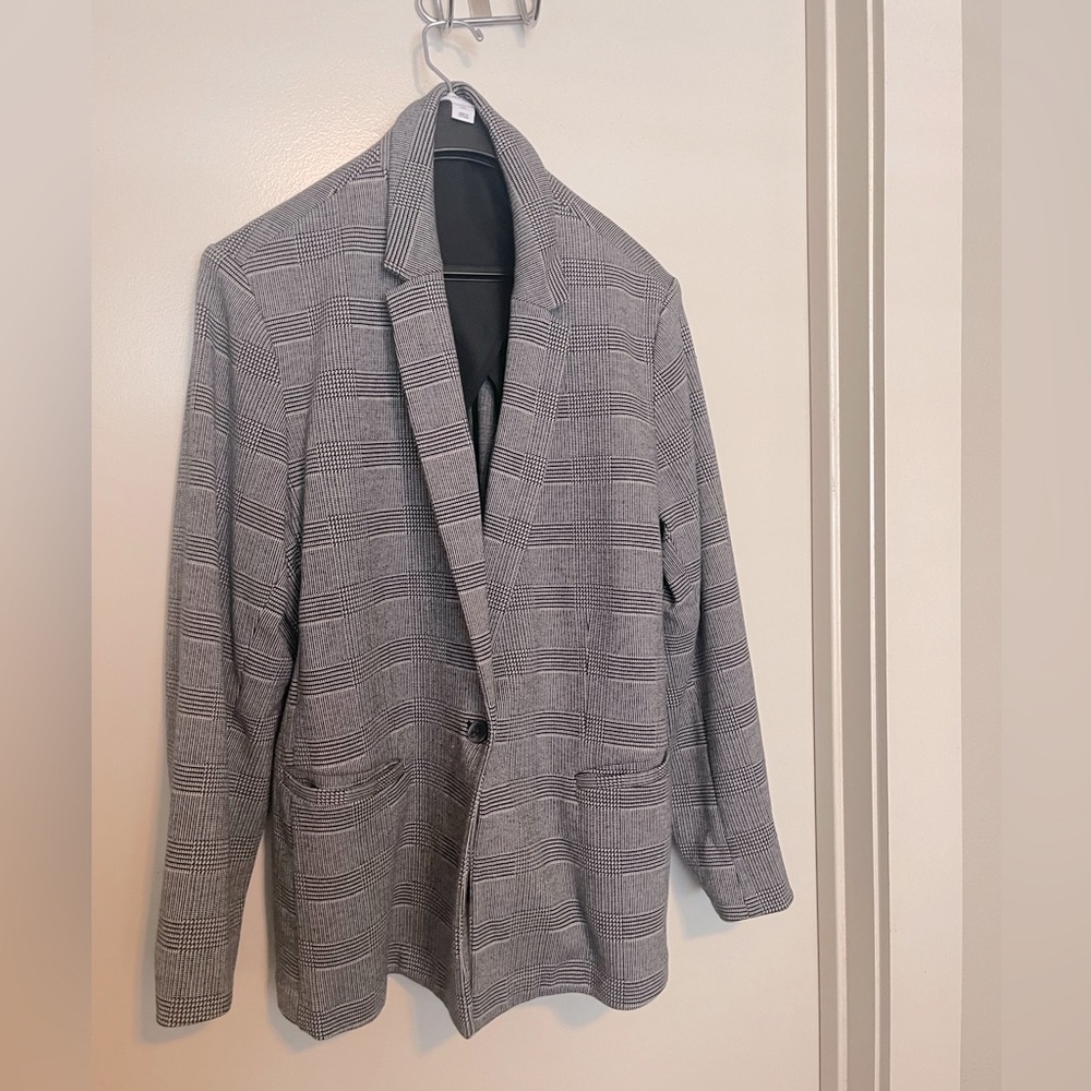 Old Navy | One Button Blazer in Gray Plaid